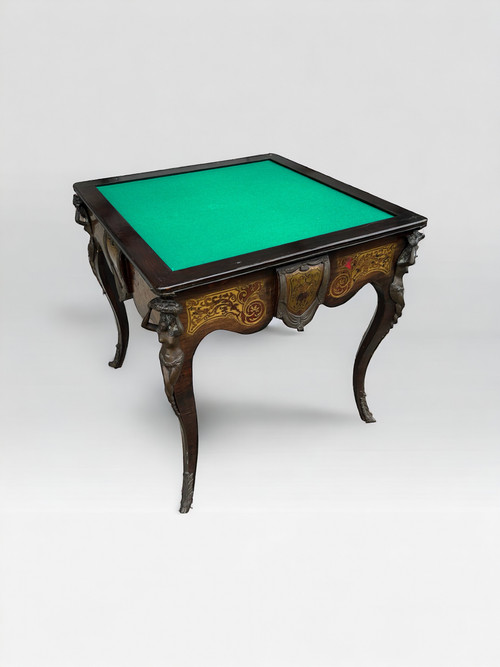 Louis XV Napoleon III Style Games Table Boulle Marquetry 20th Century Period