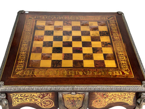 Louis XV Napoleon III Style Games Table Boulle Marquetry 20th Century Period