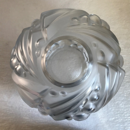 Art Deco blown-molded glass vase signed Degué