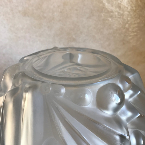 Art Deco blown-molded glass vase signed Degué