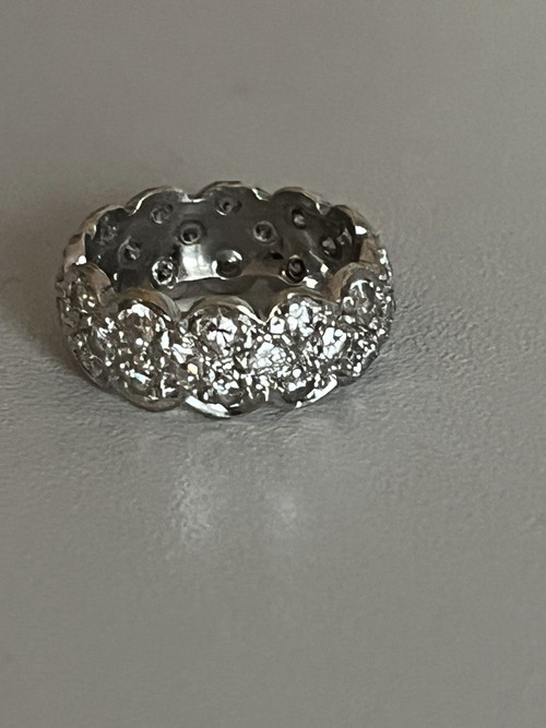 5233- Bague Bandeau Or Gris Diamants