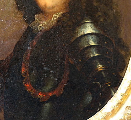 Ecole Française du XVIIe siècle, portrait d'aristocrate officier en armure, époque Louis XIV