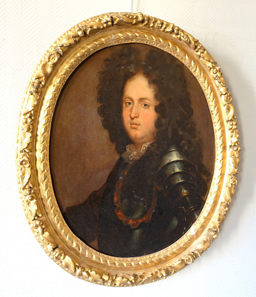 Ecole Française du XVIIe siècle, portrait d'aristocrate officier en armure, époque Louis XIV