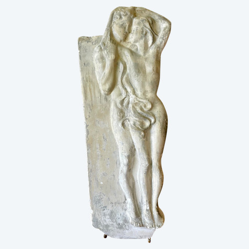 Plaster bas-relief representing Adam and Eve.