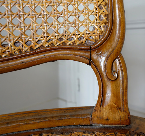 François Reuze: caned office armchair from the Louis XV period, stamped