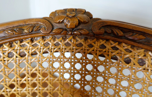 François Reuze: caned office armchair from the Louis XV period, stamped