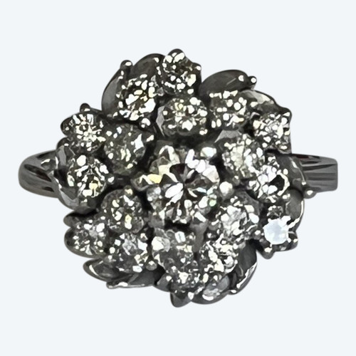 4378- Marguerite Ring White Gold Diamonds 0.75 Ct