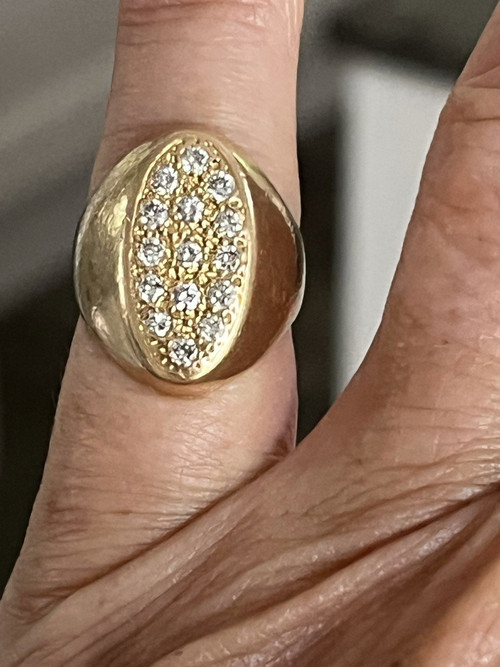 4459- Yellow Gold Diamond Signet Ring