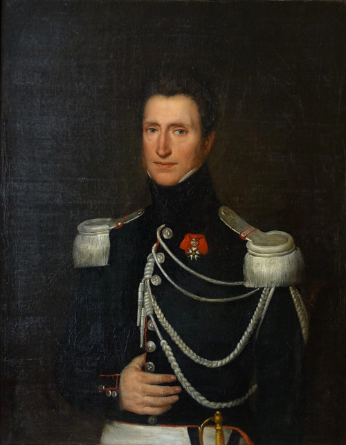 Large portrait of a captain of Cuirassiers officer of the Empire, oil on canvas circa 1820