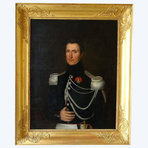 Large portrait of a captain of Cuirassiers officer of the Empire, oil on canvas circa 1820