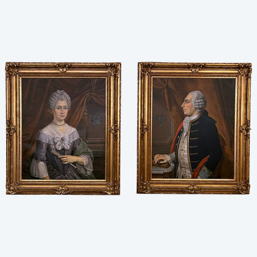  Pair Of Large Portraits 19th Century