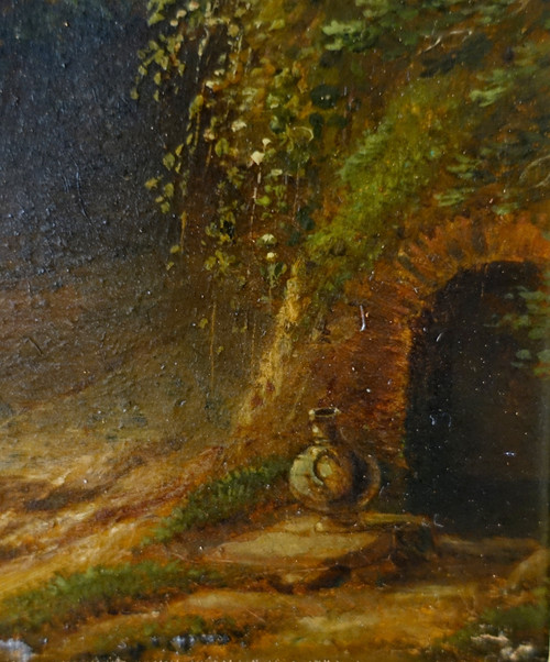 Louis Auguste Gerard: il mercante di pesce, olio su tavola di mogano - 63,2 cm x 54 cm