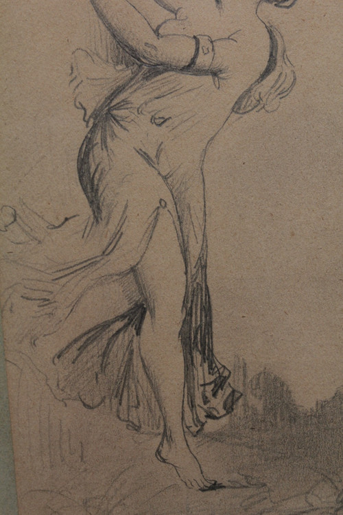 Drawing 'Allegory of Truth' signed Germain Ribot (1845-1893) with dedication "To my friend Dreyfus"