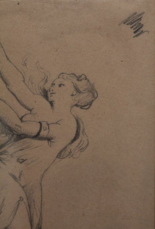 Drawing 'Allegory of Truth' signed Germain Ribot (1845-1893) with dedication "To my friend Dreyfus"