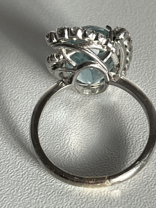 5299- White gold ring Topaz Diamonds