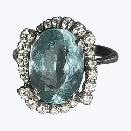 5299- White gold ring Topaz Diamonds