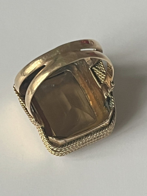 5303- Bague Or Jaune Tressé Citrine