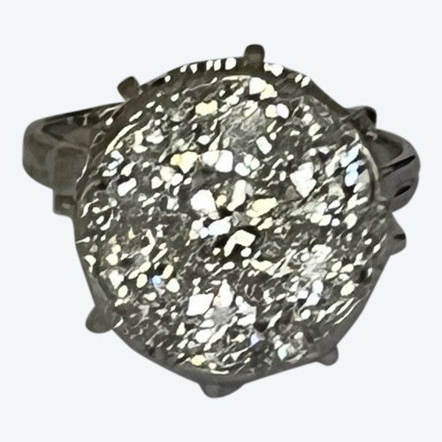 4265- Bague Marguerite Or Gris Diamants 1,80 Ct