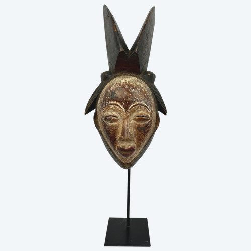 Arte tribale, maschera africana in legno policromo degli anni '70, Gabon