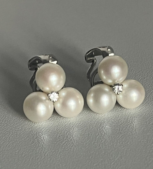 5360- White Gold Earrings Diamond Beads