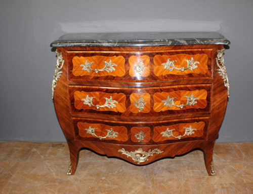 Louis XV Style Marquetry Chest Of Drawers