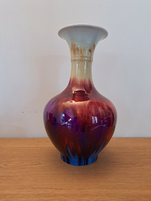 Chine , Vase , Sang De Bœuf, Aubergine , Porcelaine , XX°.