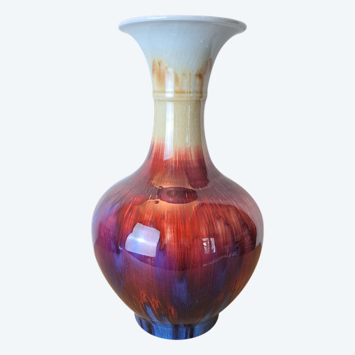 Chine , Vase , Sang De Bœuf, Aubergine , Porcelaine , XX°.