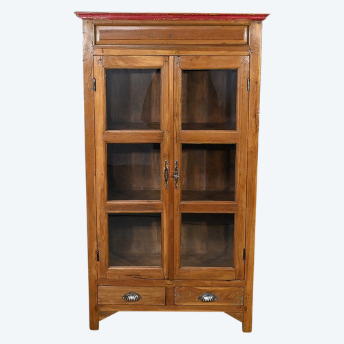 Solid teak window cabinet, India - Early 20th century