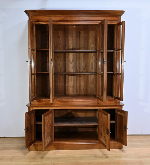 Solid walnut two-part bookcase - Late 19th century