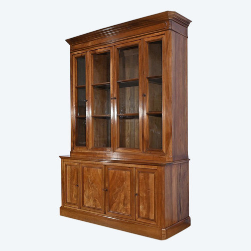 Solid walnut two-part bookcase - Late 19th century