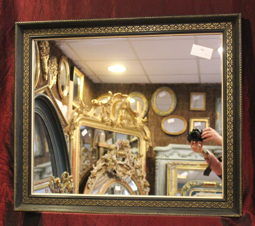 Miroir Rectangle Napoléon III, Noir Et Or 69 X 80 Cm