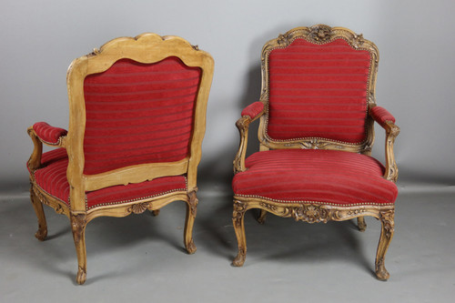 Pair of Louis XV style armchairs