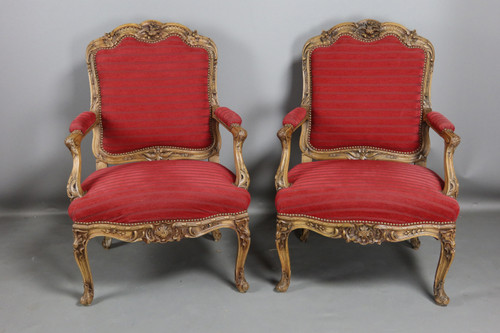 Pair of Louis XV style armchairs