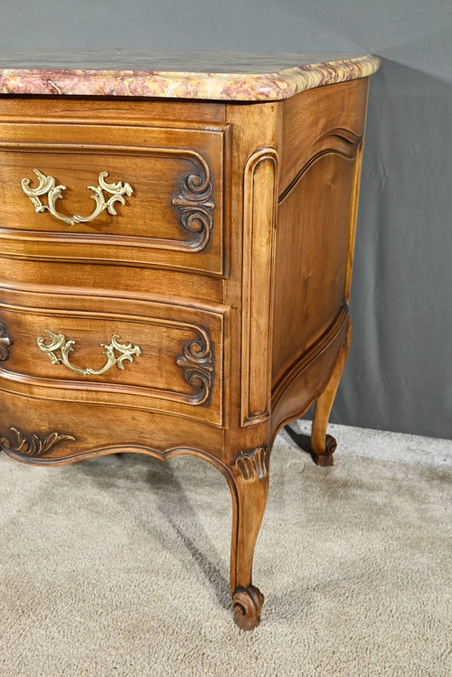 Walnut Crossbow Chest of Drawers, Louis XV style - Early 20th century