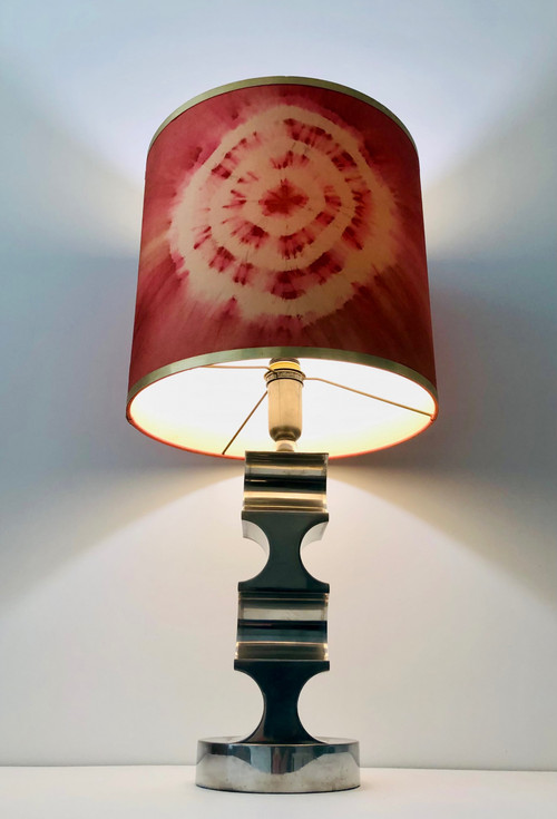 Lampada da salotto vintage con base in peltro, Italia anni '60