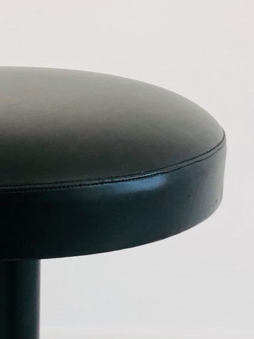 Adjustable stool in black skai, Italy 80s