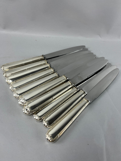 12 silver-plated ribbon table knives