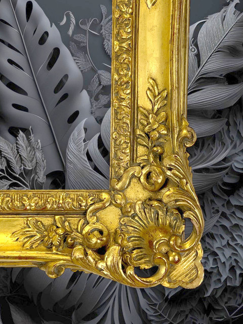 CADRE XIXe DE STYLE LOUIS XV EN CHÊNE SCULPTÉ ET DORÉ POUR PEINTURE 31 CM X 24CM