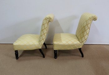 Pair of small Napoleon III fireside chairs - Mid 19th century