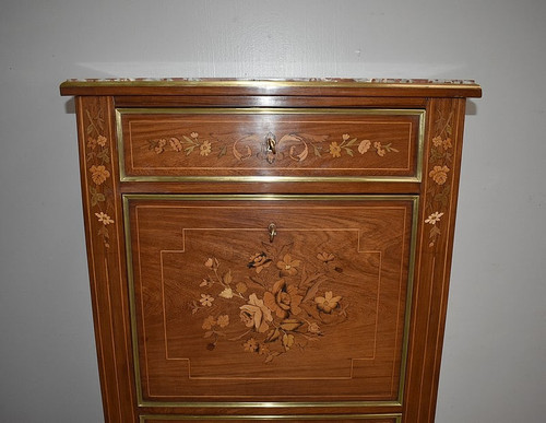 Marquetry secretary in the Charles X style - 19th century