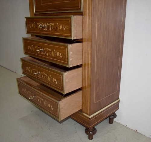 Marquetry secretary in the Charles X style - 19th century