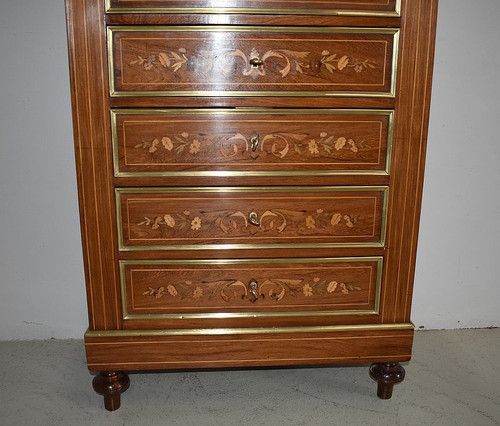 Marquetry secretary in the Charles X style - 19th century