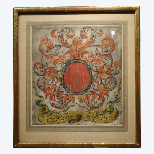 Painted Coat of Arms on Vellum, Flanders, 17th c.