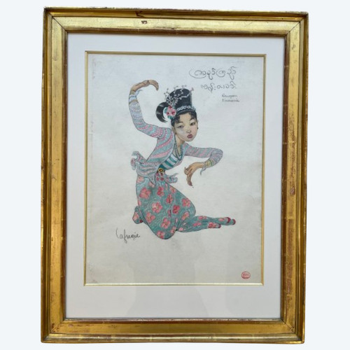 Léa LAFUGIE (1890-1972), gouache of a Burmese dancer