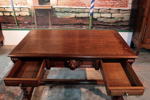 Gothic style oak desk - 20th century