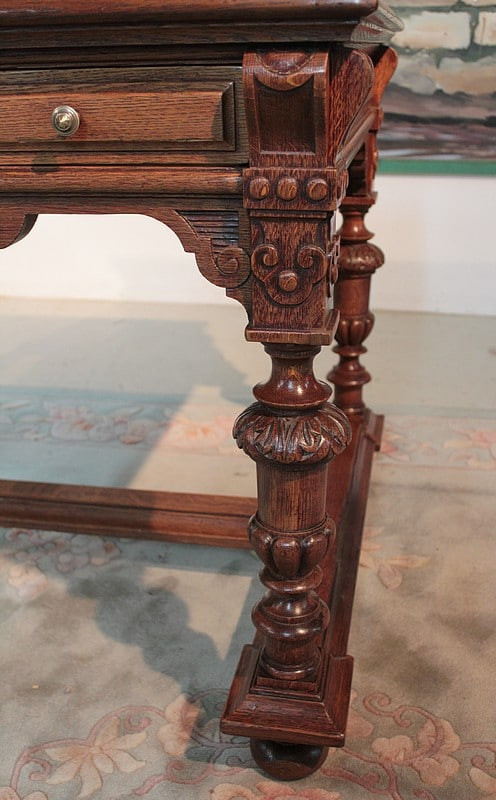 Gothic style oak desk - 20th century