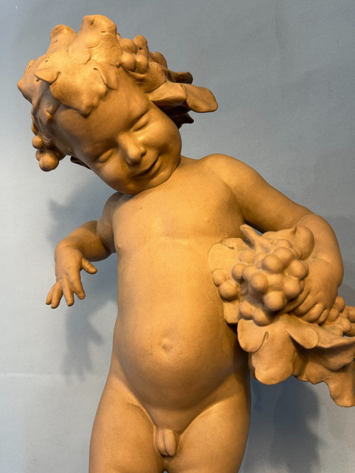 Sculpture Terre cuite de SEVRES "Bacchus enfant" signé MALRIC 