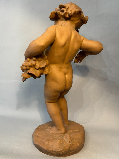 Sculpture Terre cuite de SEVRES "Bacchus enfant" signé MALRIC 