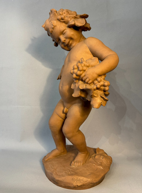 Sculpture Terre cuite de SEVRES "Bacchus enfant" signé MALRIC 