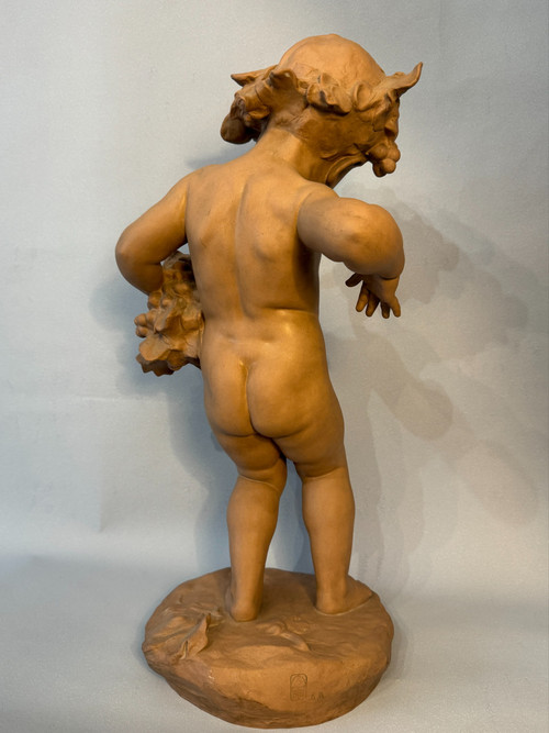 Sculpture Terre cuite de SEVRES "Bacchus enfant" signé MALRIC 